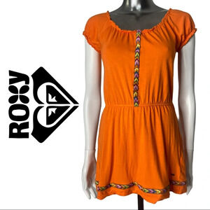 Roxy Seashell Dress Orange  Knit Dress with Contrast Trim Size Medium